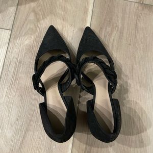 Charles & Keith black suede medium heels shoes